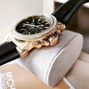  Shop Authentic Michael Kors Dylan Chronograph Black Dial Black Rubber Strap Watch For Women - MK8556 - Luxxuri