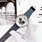  Shop Authentic Michael Kors Brecken Chronograph Silver Dial Grey Leather Strap Watch For Men - MK8922 - Luxxuri