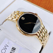  Shop Authentic Movado Veturi Black Dial Gold Steel Strap Watch for Women - 0606935 - Luxxuri