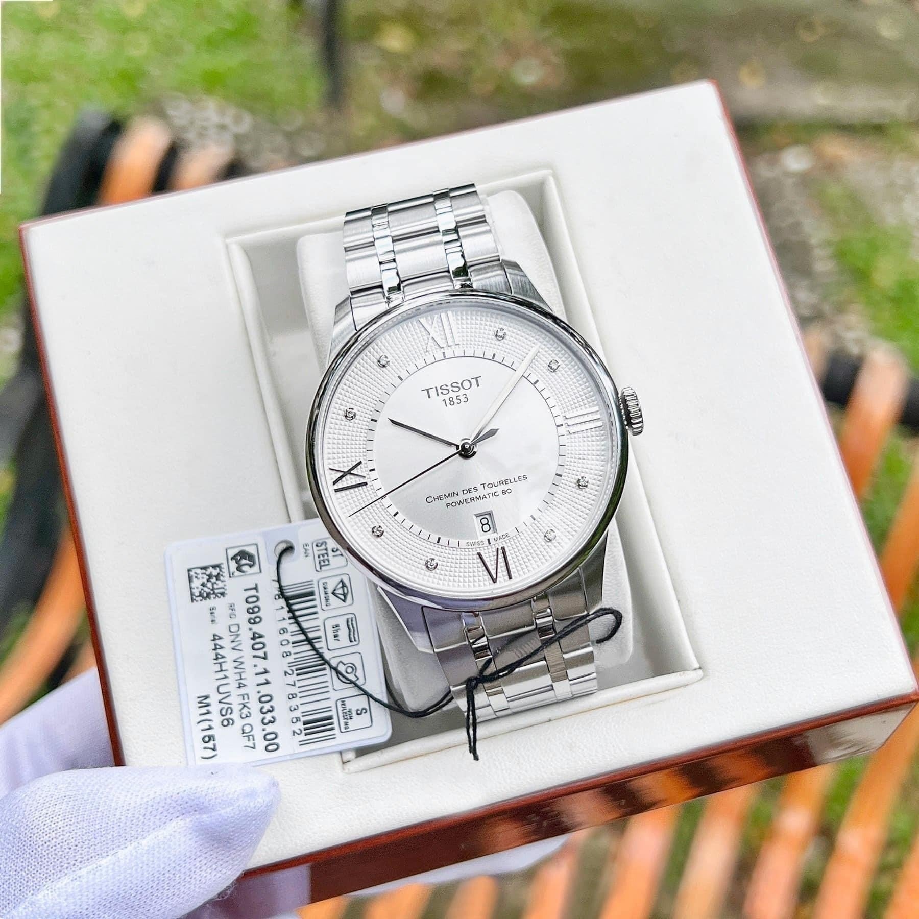  Shop Authentic Tissot Chemin Des Tourelles Powermatic 80 Diamonds Silver Dial Silver Steel Strap Watch for Men - T099.407.11.033.00 - Luxxuri