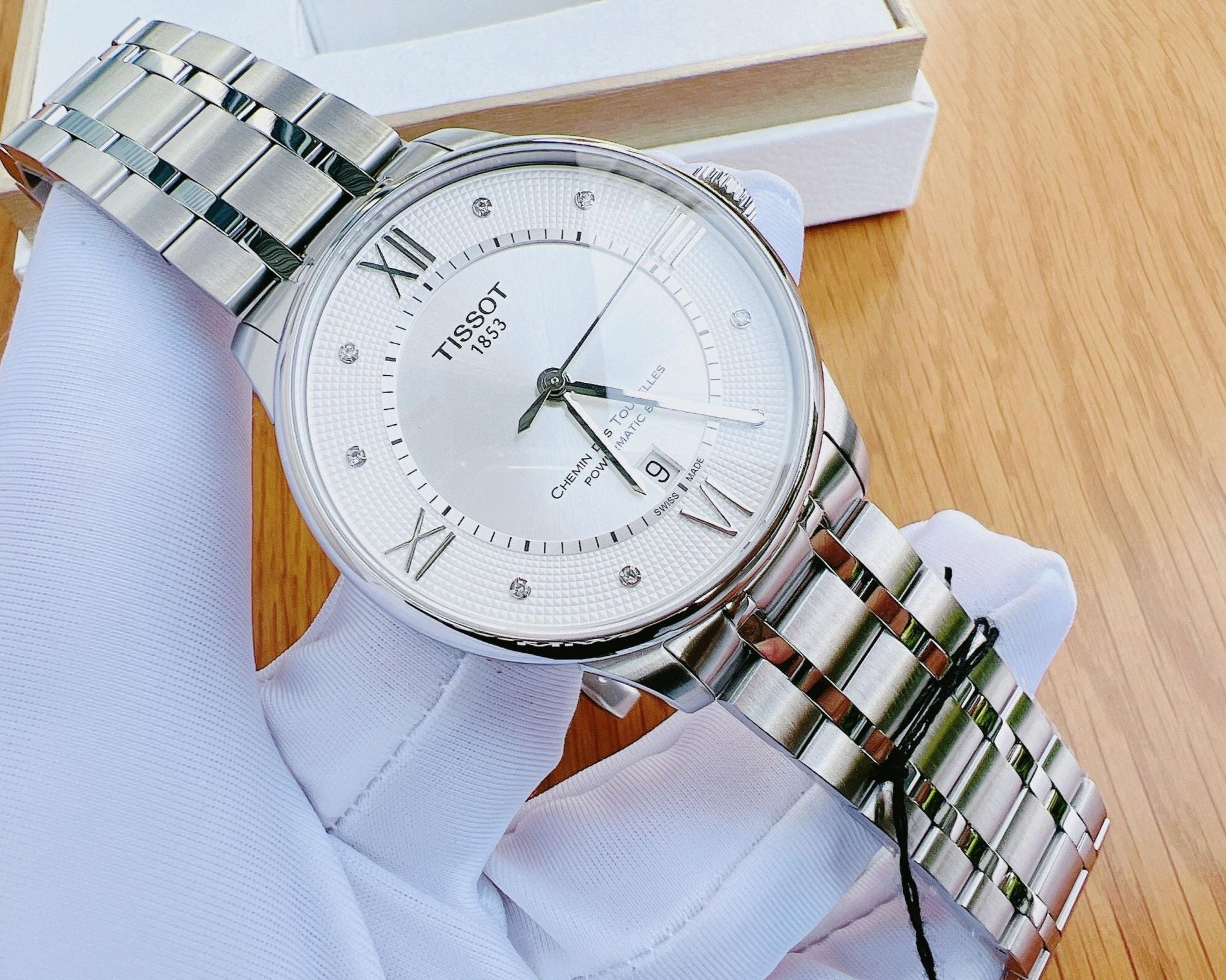  Shop Authentic Tissot Chemin Des Tourelles Powermatic 80 Diamonds Silver Dial Silver Steel Strap Watch for Men - T099.407.11.033.00 - Luxxuri