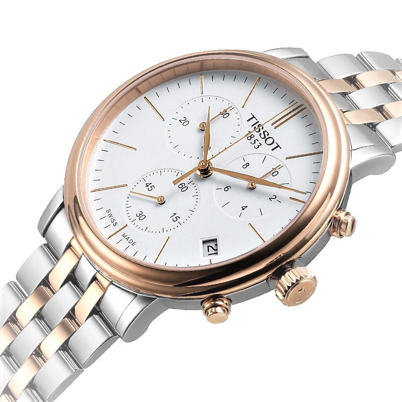  Shop Authentic Tissot Carson Premium Chronograph White Dial Two Tone Steel Strap Watch For Men - T122.417.22.011.00 - Luxxuri