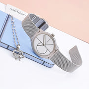  Shop Authentic Calvin Klein Minimal White Dial Silver Mesh Bracelet Watch for Women - K3M5215X - Luxxuri