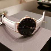  Shop Authentic Daniel Wellington Classic Petite Bondi Black Dial White Leather Strap Watch For Women - DW00100285 - Luxxuri