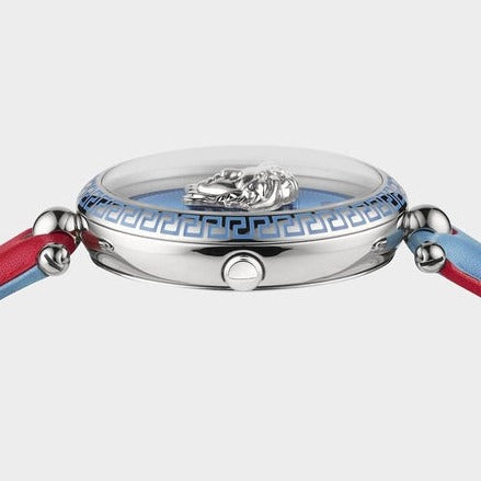  Shop Authentic Versace Palazzo Empire Blue Dial Blue & Red Leather Strap Watch for Women - VCO070017 - Luxxuri