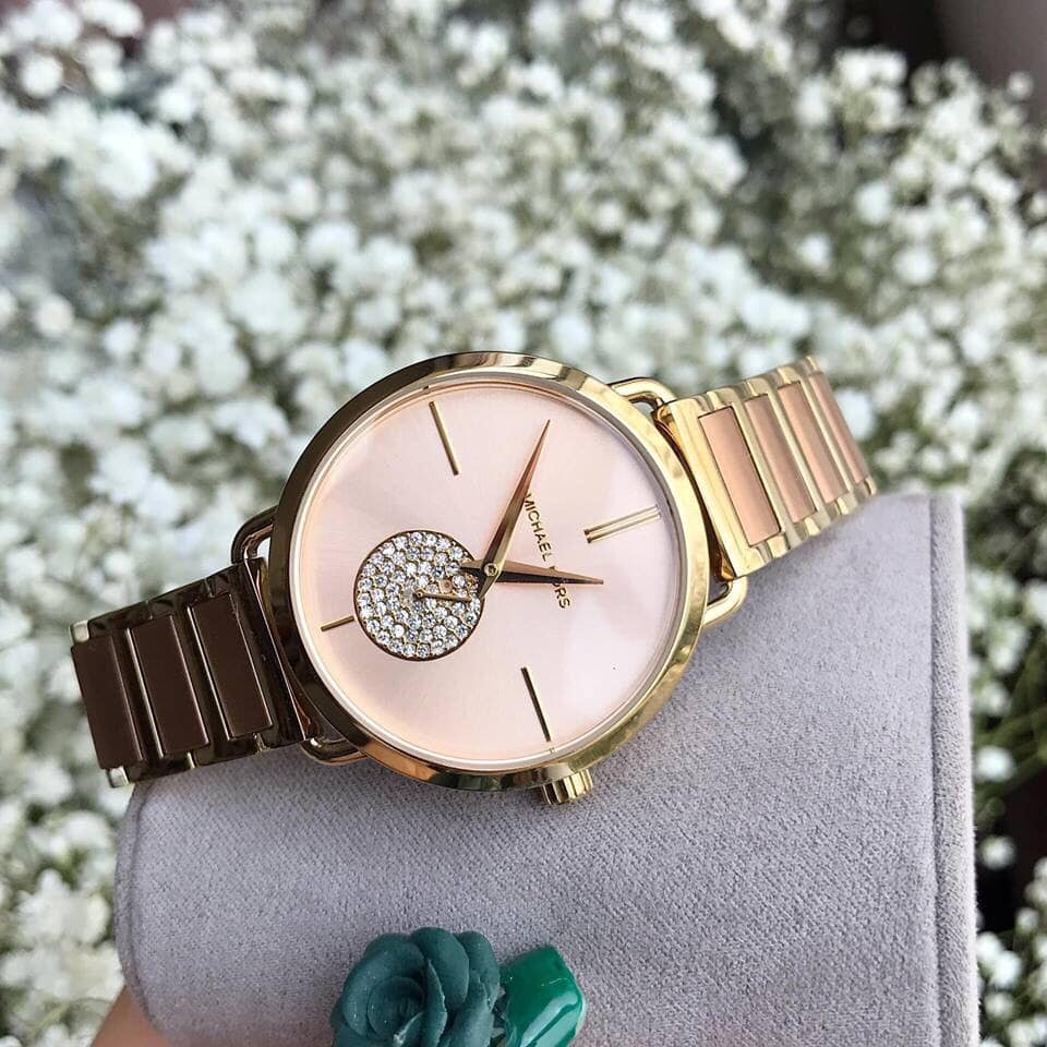  Shop Authentic Michael Kors Portia Rose Gold Dial Two Tone Steel Strap Watch for Women - MK3706 - Luxxuri