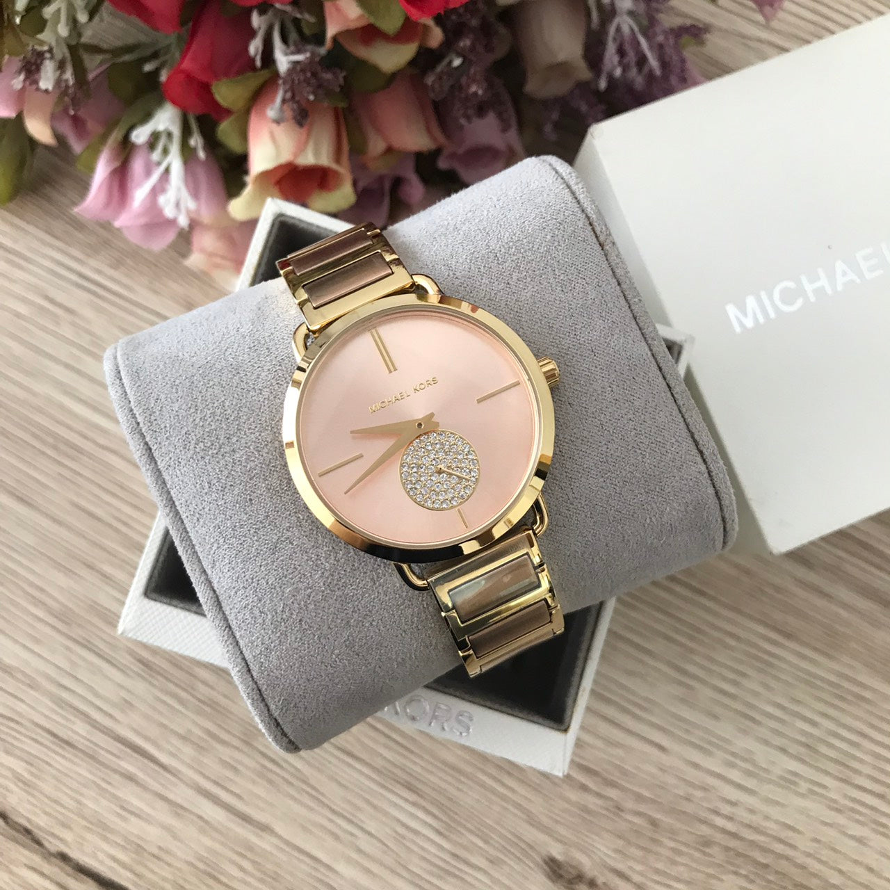  Shop Authentic Michael Kors Portia Rose Gold Dial Two Tone Steel Strap Watch for Women - MK3706 - Luxxuri