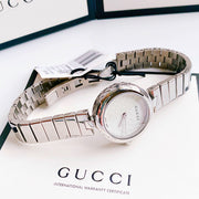  Shop Authentic Gucci Diamantissima Quartz White Dial Silver Steel Strap Watch For Women - YA141402 - Luxxuri