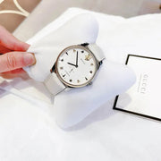  Shop Authentic Gucci G Timeless Automatic Silver Dial Beige Leather Strap Watch For Men - YA126348 - Luxxuri