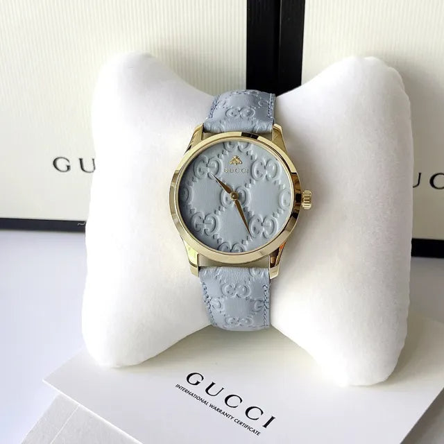  Shop Authentic Gucci G Timeless Quartz Blue Dial Blue Leather Strap Watch For Men - YA1264097 - Luxxuri