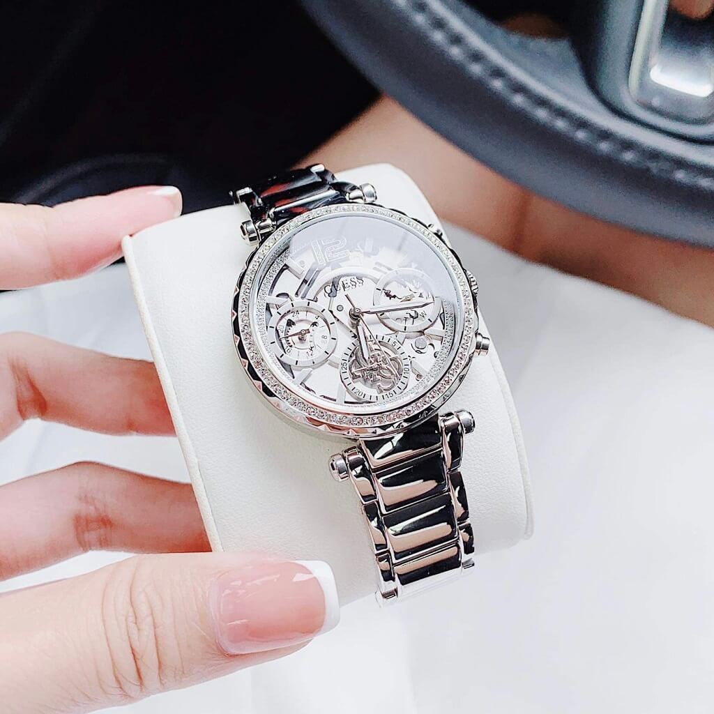  Shop Authentic Guess Solstice Diamonds Silver Dial Silver Steel Strap Watch for Women - GW0403L1 - Luxxuri