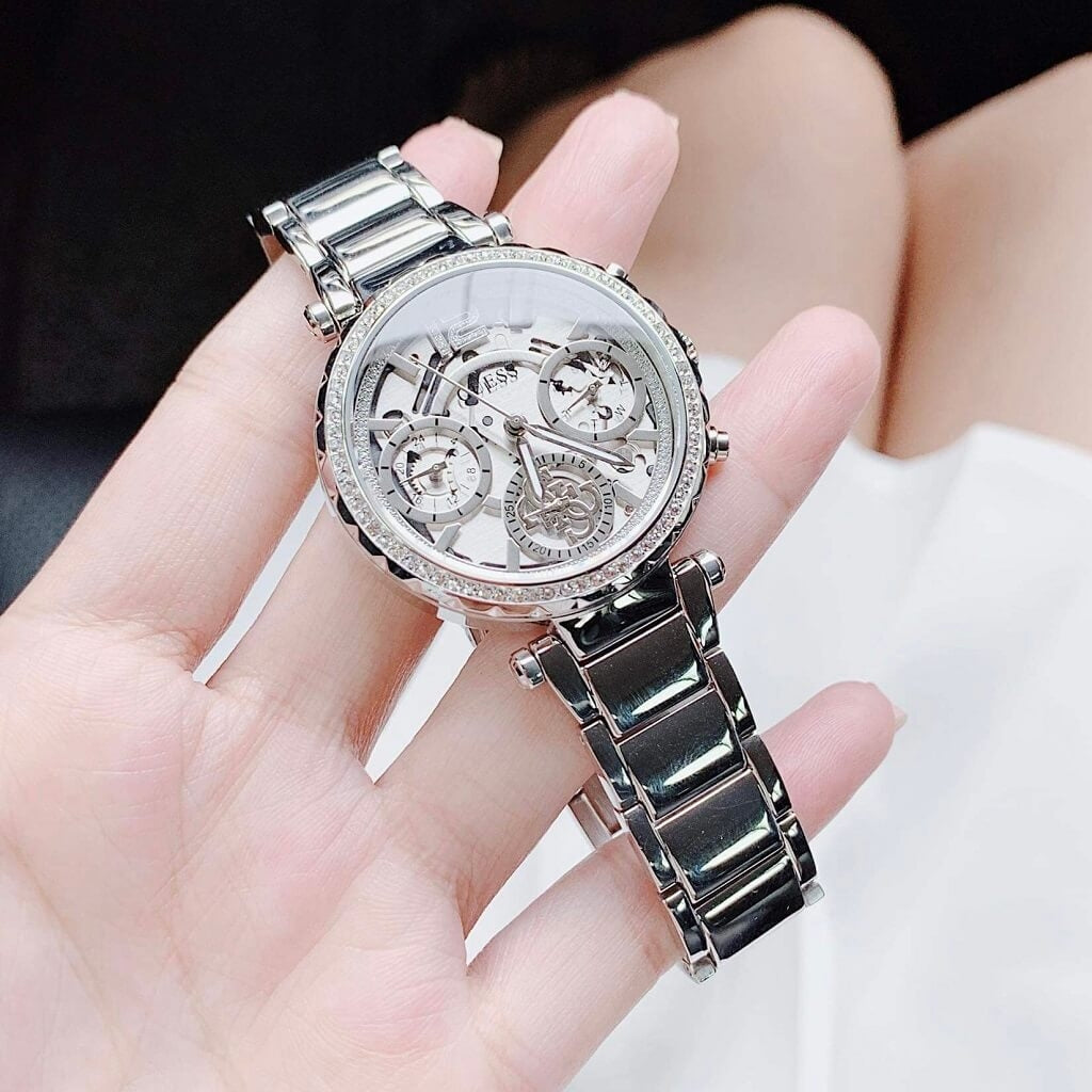  Shop Authentic Guess Solstice Diamonds Silver Dial Silver Steel Strap Watch for Women - GW0403L1 - Luxxuri
