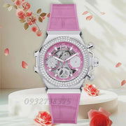  Shop Authentic Guess Fusion Chronograph Pink Dial Pink Leather Strap Watch for Women - GW0553L1 - Luxxuri