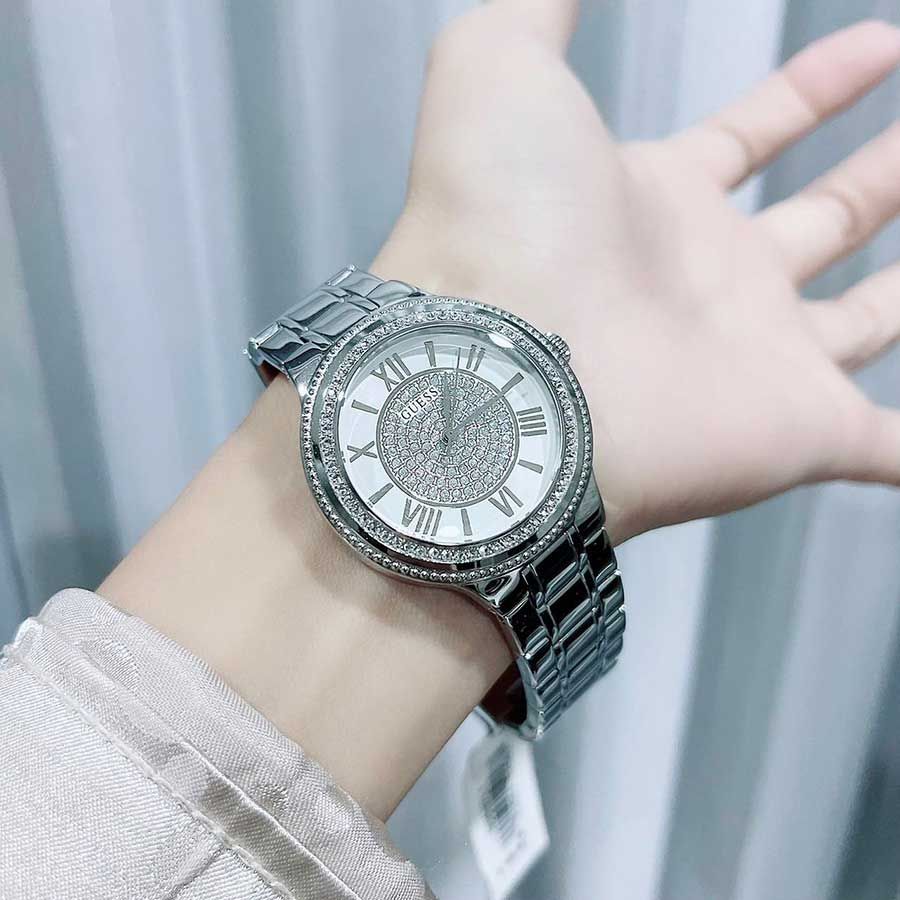  Shop Authentic Guess Madison Diamonds Silver Dial Silver Steel Strap Watch for Women - W0637L1 - Luxxuri