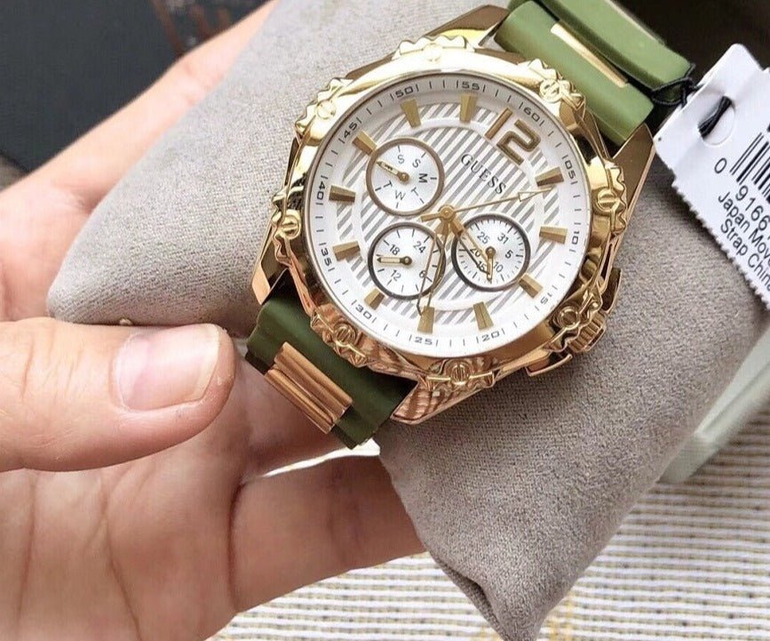  Shop Authentic Guess Interpid 2 Golden Dial Two Tone Silicon Strap Watch For Women - W0325L5 - Luxxuri