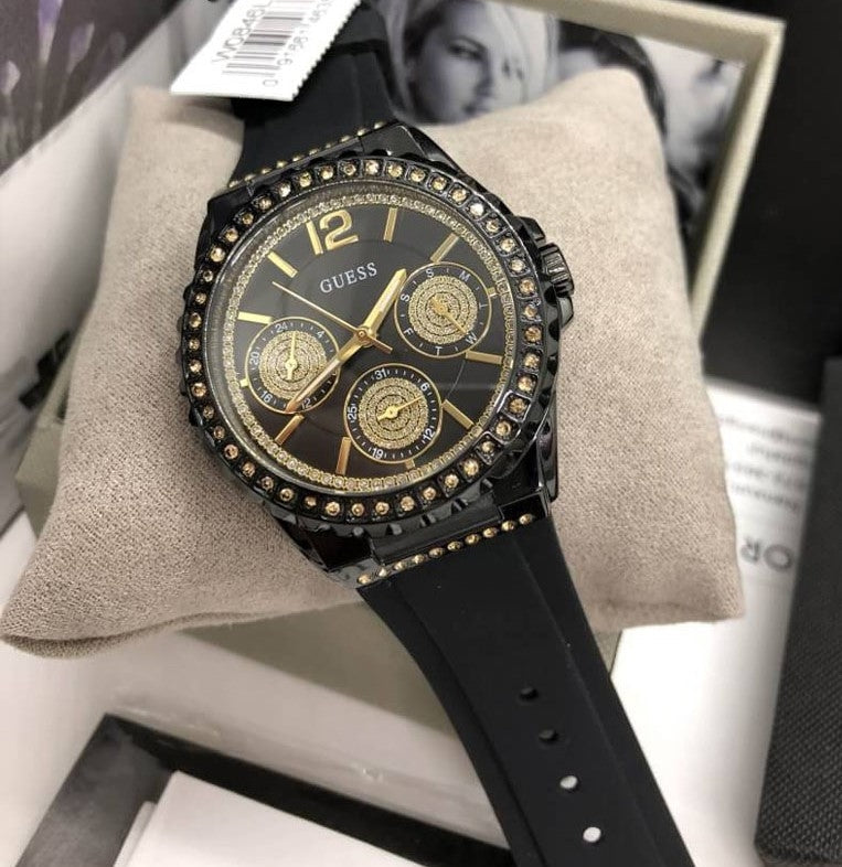  Shop Authentic Guess Starlight Black Dial Black Rubber Strap Watch for Women - W0846L1 - Luxxuri