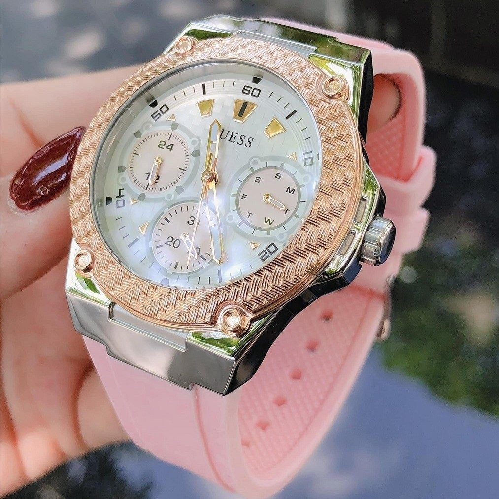  Shop Authentic Guess Zena Quartz White Dial Pink Rubber Strap Watch For Women - W1094L4 - Luxxuri