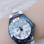  Shop Authentic Guess Luna Diamonds White Dial White Rubber Strap Watch for Women - W0653L2 - Luxxuri