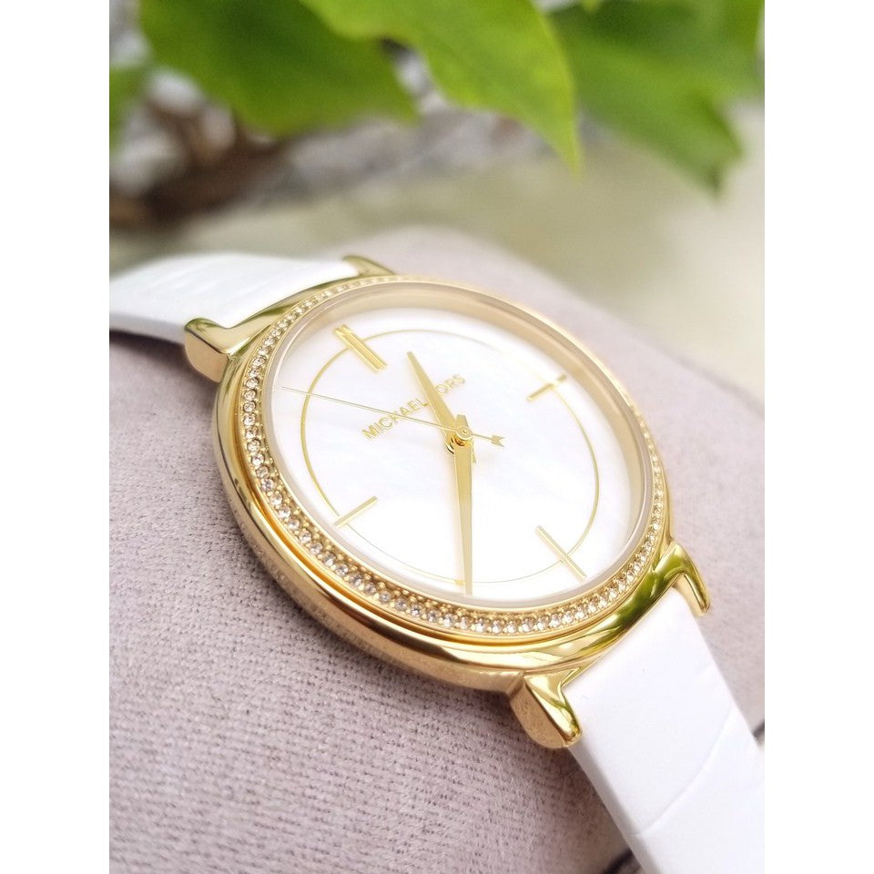  Shop Authentic Michael Kors Cinthia Mother of Pearl Dial White Leather Strap Watch for Women - MK2662 - Luxxuri