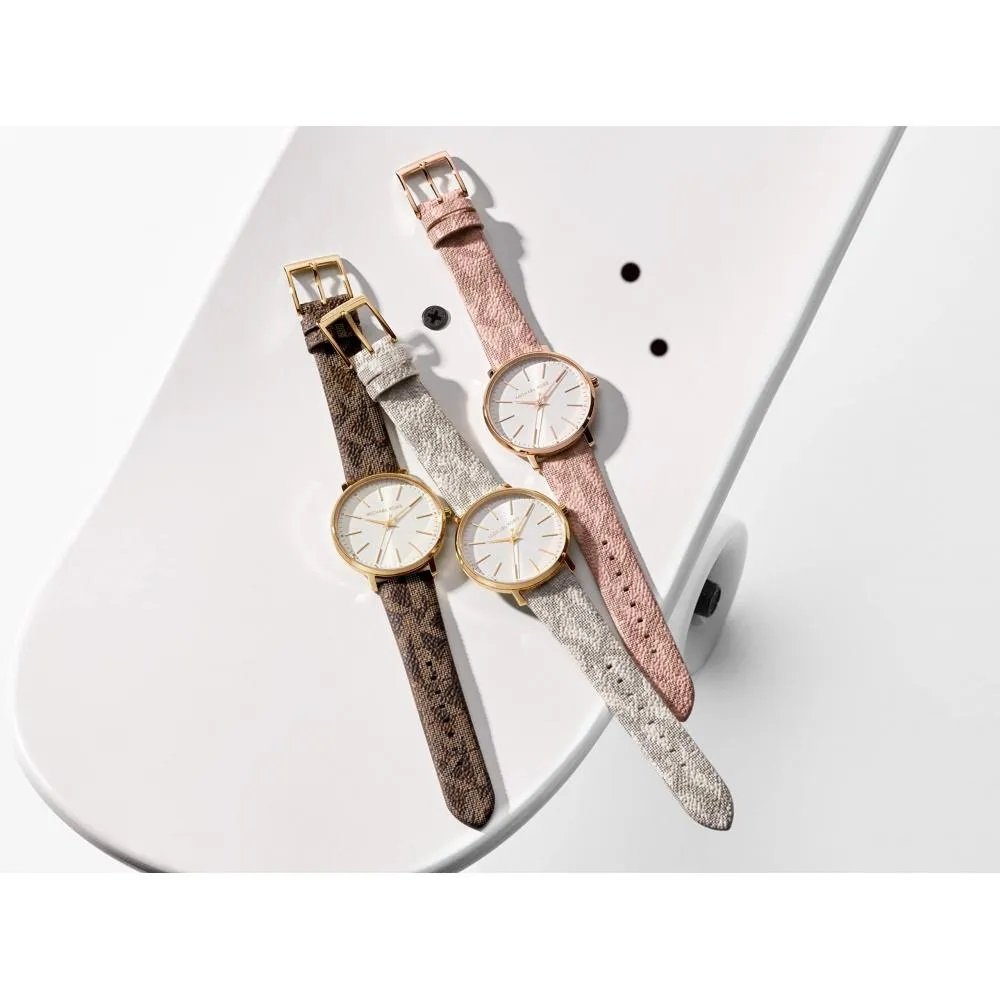  Shop Authentic Michael Kors Pyper Quartz White Dial Pink Leather Strap Watch For Women - MK2859 - Luxxuri