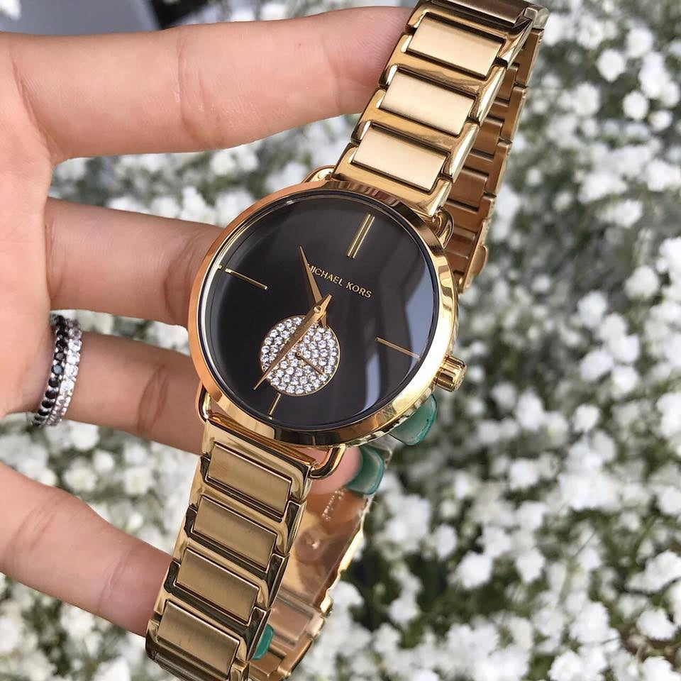  Shop Authentic Michael Kors Portia Black Dial Gold Steel Strap Watch for Women - MK3788 - Luxxuri