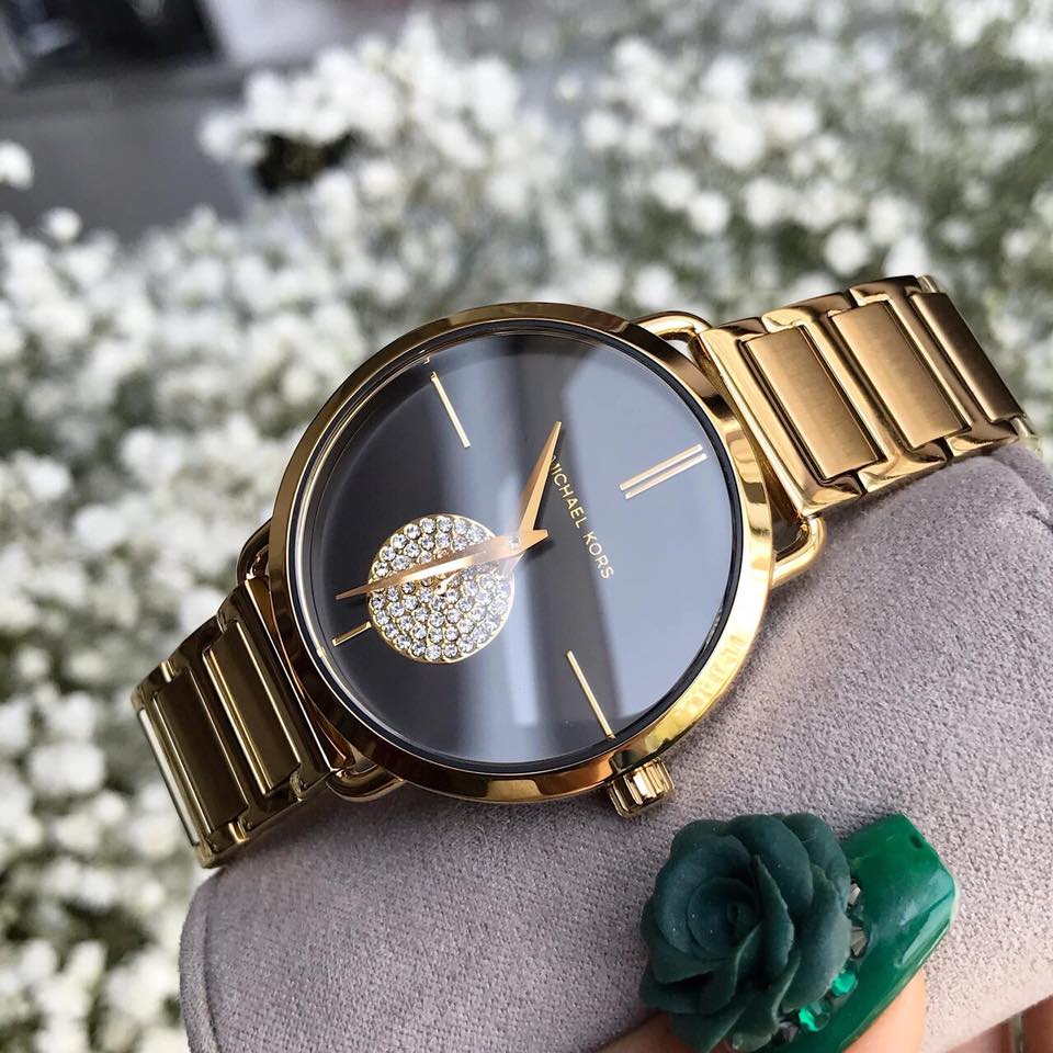  Shop Authentic Michael Kors Portia Black Dial Gold Steel Strap Watch for Women - MK3788 - Luxxuri