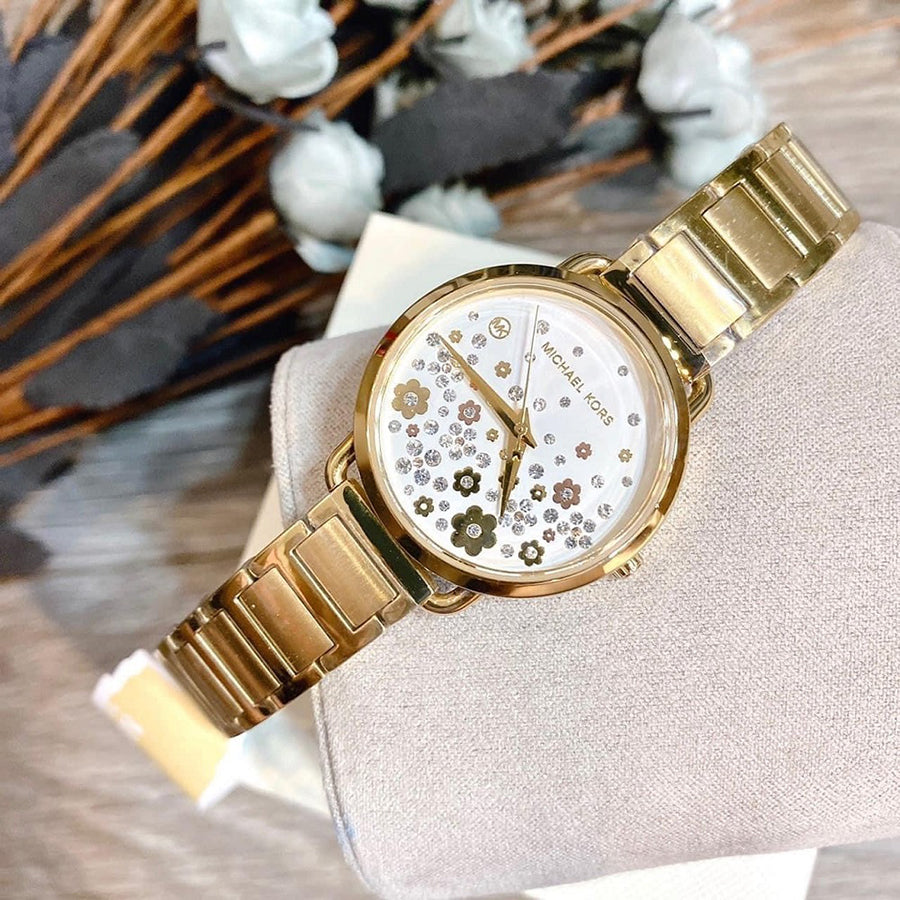  Shop Authentic Michael Kors Portia Quartz White Dial Gold Steel Strap Watch for Women - MK3840 - Luxxuri
