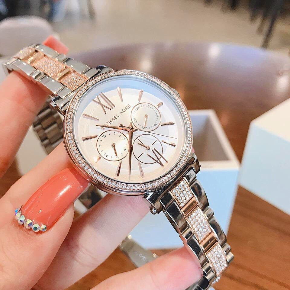 Shop Authentic Michael Kors Sofie Chronograph White Dial Two Tone Steel Strap Watch For Women - MK4353 - Luxxuri
