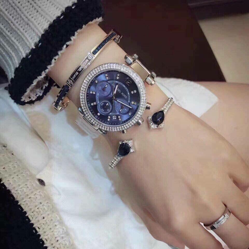  Shop Authentic Michael Kors Parker Chronograph Blue Dial Silver Steel Strap Watch for Women - MK6117 - Luxxuri