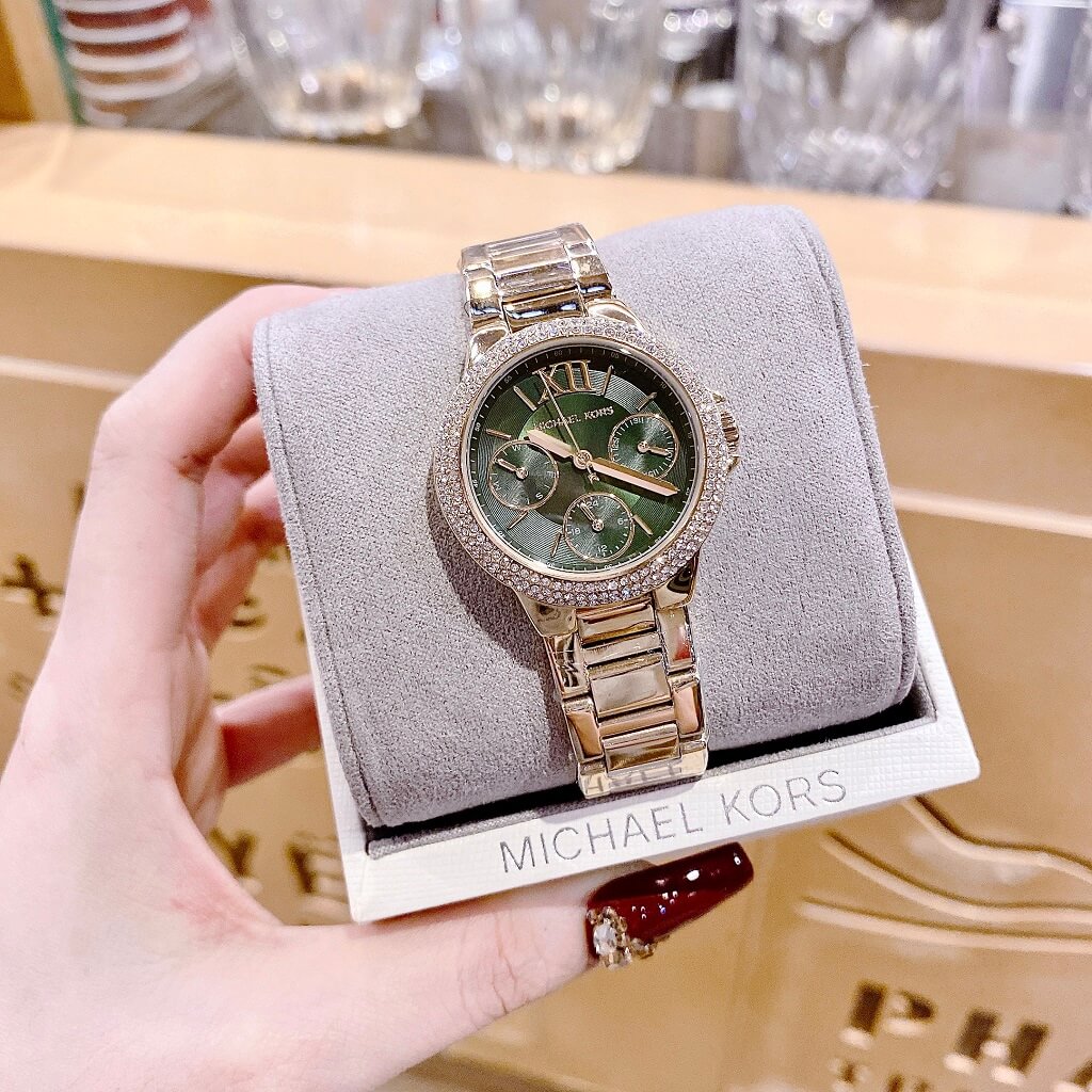  Shop Authentic Michael Kors Camille Multifunction Green Dial Gold Steel Strap Watch For Women - MK6981 - Luxxuri