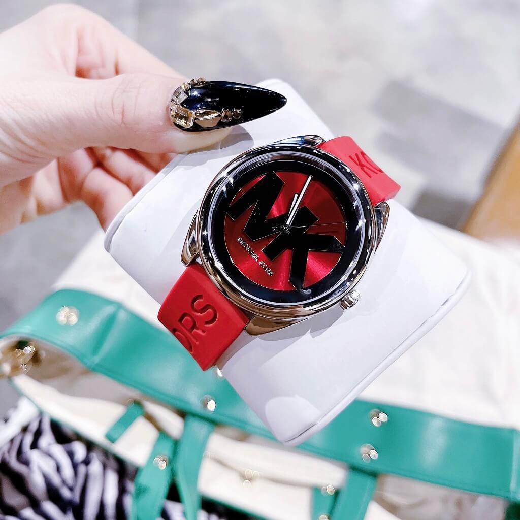  Shop Authentic Michael Kors Janelle Three Hand Red Dial Red Rubber Strap Watch For Women - MK7144 - Luxxuri