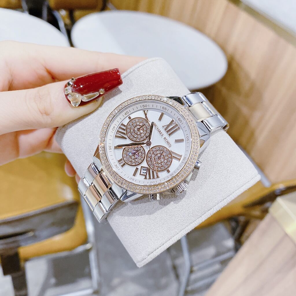  Shop Authentic Michael Kors Bryn Pavé White Dial Two Tone Steel Strap Watch For Women - MK7201 - Luxxuri