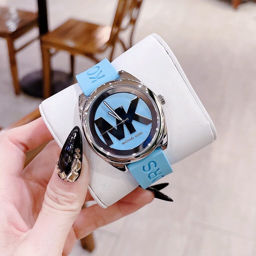  Shop Authentic Michael Kors Janelle Quartz Blue Dial Blue Rubber Strap Watch For Women - MK7350 - Luxxuri