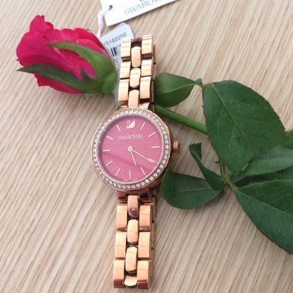  Shop Authentic Swarovski Daytime Quartz Coral Dial Rose Gold Steel Strap Watch for Women - 5182250 - Luxxuri