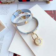  Shop Authentic Versace Medusa Lock Icon Quartz White Dial Blue Leather Strap Watch for Women - VEDW00419 - Luxxuri