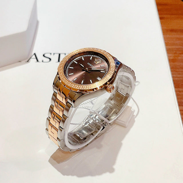  Shop Authentic Versace Hellenyium Brown Dial Two Tone Steel Strap Watch for Women - V12040015 - Luxxuri