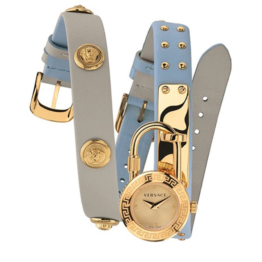  Shop Authentic Versace Medusa Lock Icon Quartz White Dial Blue Leather Strap Watch for Women - VEDW00419 - Luxxuri