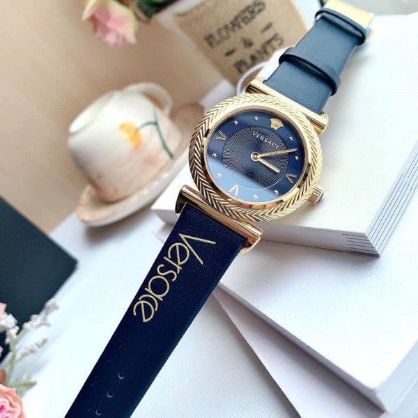  Shop Authentic Versace Greca Blue Dial Blue Leather Strap Watch for Women - VERE00218 - Luxxuri