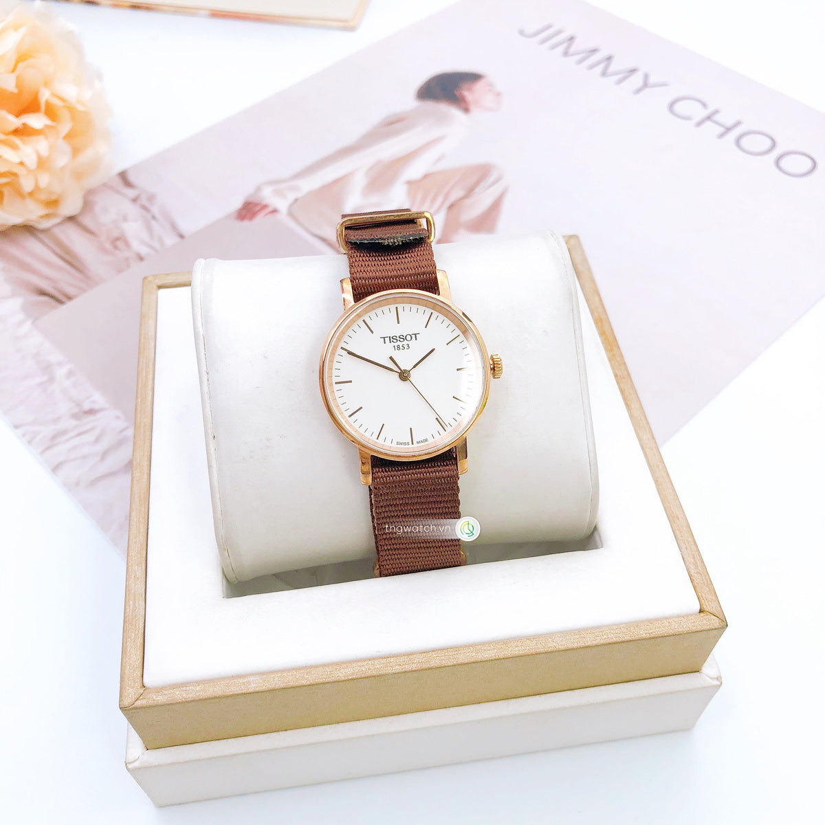  Shop Authentic Tissot Everytime Desire White Dial Maroon NATO Strap Watch for Women - T109.210.37.031.00 - Luxxuri