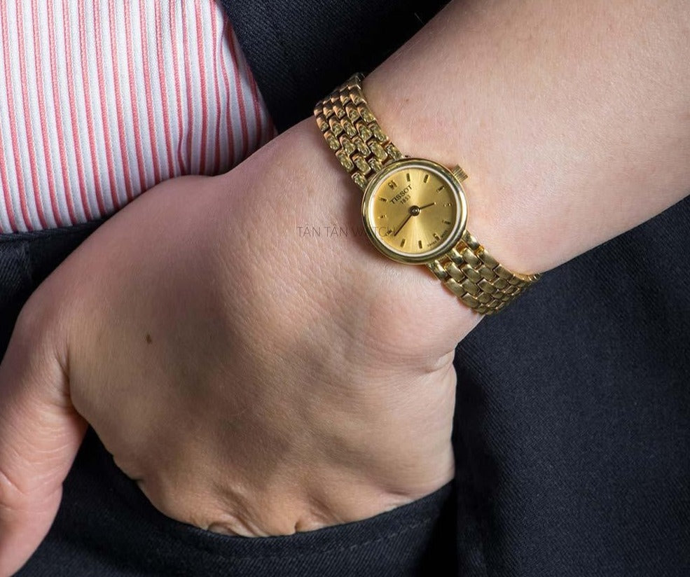  Shop Authentic Tissot Lovely Gold Dial Gold Steel Strap Watch For Women - T058.009.33.021.00 - Luxxuri