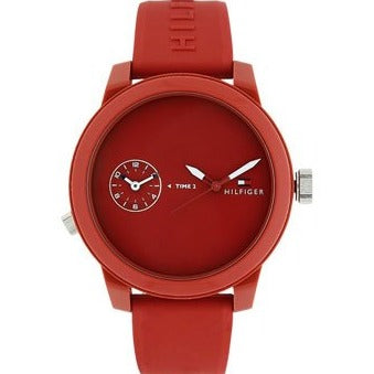  Shop Authentic Tommy Hilfiger Denim Quartz Red Dial Red Rubber Strap Watch for Men - 1791323 - Luxxuri