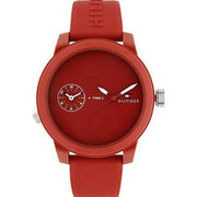  Shop Authentic Tommy Hilfiger Denim Quartz Red Dial Red Rubber Strap Watch for Men - 1791323 - Luxxuri