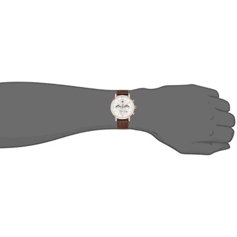  Shop Authentic Tommy Hilfiger Evan White Dial Brown Leather Strap Watch for Men - 1710394 - Luxxuri