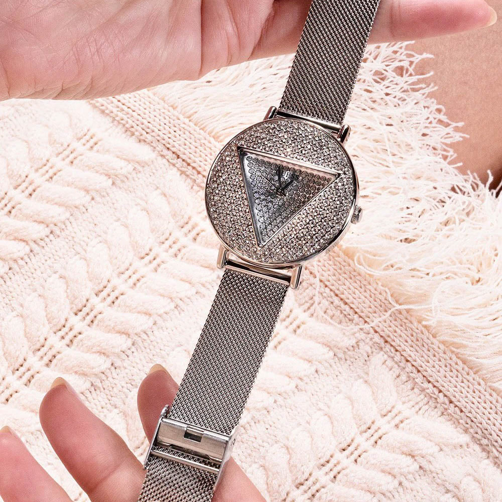  Shop Authentic Guess Iconic Diamonds Silver Dial Silver Mesh Bracelet Watch For Women - GW0477L1 - Luxxuri