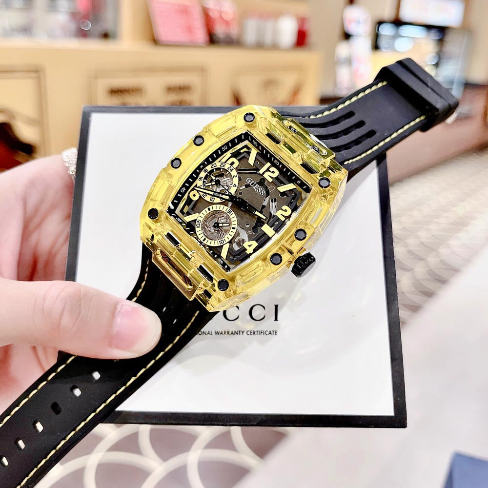  Shop Authentic Guess Phoenix Chronograph Black Dial Black Rubber Strap Watch for Men - GW0499G2 - Luxxuri
