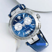  Shop Authentic Versace Aion Chronograph Blue Dial Blue Leather Strap Watch for Men - VE1D01220 - Luxxuri