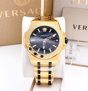  Shop Authentic Versace Chain Reaction Quartz Black Dial Two Tone Steel Strap Watch for Men - VEDY00619 - Luxxuri