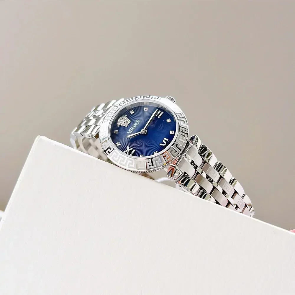  Shop Authentic Versace Daphnis Analog Blue Dial Silver Steel Strap Watch for Women - VEOCA0124 - Luxxuri