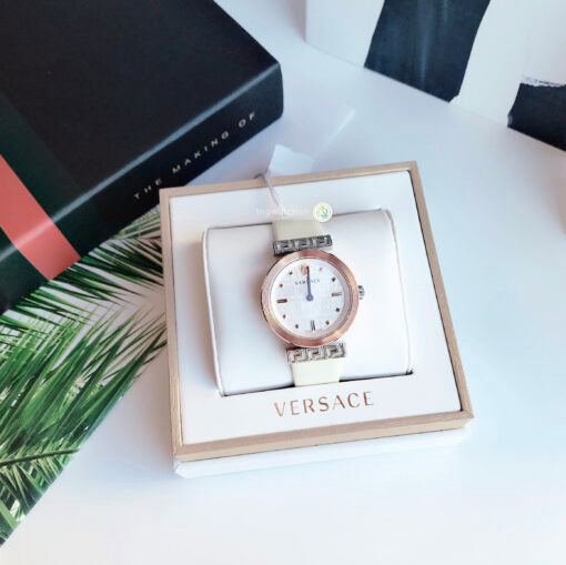  Shop Authentic Versace Greca White Dial White Leather Strap Watch for Women - VELW00120 - Luxxuri