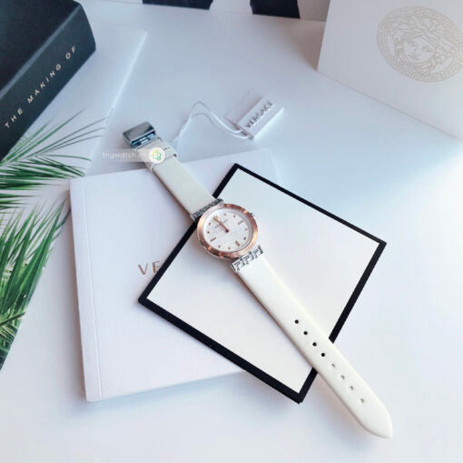  Shop Authentic Versace Greca White Dial White Leather Strap Watch for Women - VELW00120 - Luxxuri